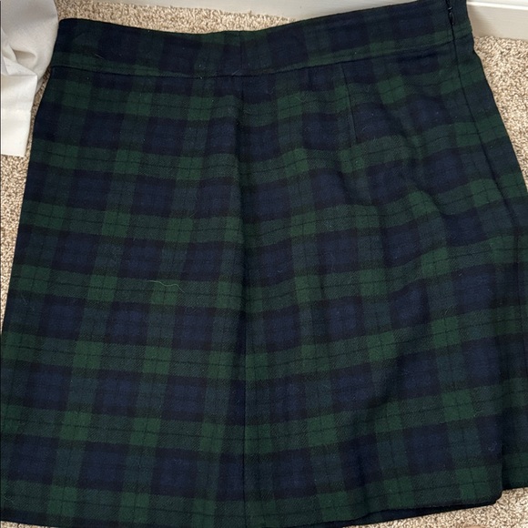 J. Crew Tartan Plaid Wool Blend Mini Skirt in Green and Navy | Size 12 Skirt - Picture 5 of 5
